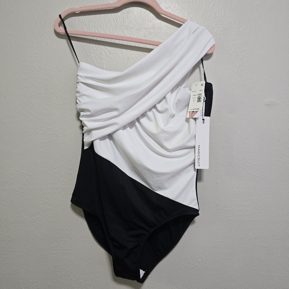 Magicsuit Solids Goddess Color Block Convertible One Shoulder One Piece Swimsuit - Picture 2 of 9